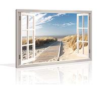 bestpricepictures 120 x 80 cm Quadro su Tela, Vista della Finestra 5007-SCT - Stampa/Disegno/Immagine Pronto da Appendere