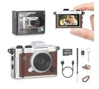 Bestrip DC29S Mini fotocamera digitale retrò, 2K/1080P FHD con display IPS da 1,47", flash e audio, OTG, alloggiamento in pelle e zinco, fotocamera compatta portachiavi per fotografia di viaggio e