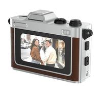 Bestrip DC29S Mini fotocamera digitale retrò, 2K/1080P FHD con display IPS da 1,47", flash e audio, OTG, alloggiamento in pelle e zinco, fotocamera compatta portachiavi per fotografia di viaggio e