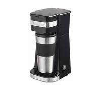 Bestron Caffettiera con tazza isolata, caffettiera da campeggio per caffè macinato con filtro, piccola caffettiera per 2 tazze grandi, 750 watt, acciaio inox, colore: argento