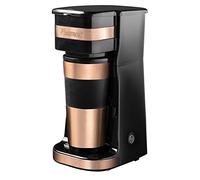 Bestron Caffettiera con tazza isolata, caffettiera da campeggio per caffè macinato con filtro, piccola caffettiera per 2 tazze grandi, 750 watt, acciaio inox, colore: rame