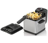 Bestron Friggitrice a olio, mini friggitrice, con tecnologia a zona fredda e controllo della temperatura fino a 190°C,con cestello in acciaio inox, finestra e filtro olio, colore:argento