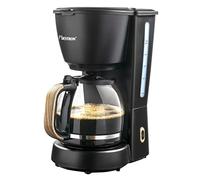 Bestron Macchina da Caffè a Filtro 1,5 L per 10 Tazze, con Caraffa in Vetro, Filtro Permanente e Piastra Riscaldante, 1000 W, Design Black & Wood, Nero/Legno, ACM900BW