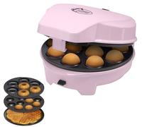 Bestron Macchina per Donut 3 in 1 Design Retrò con 3 Piastre Intercambiabili per Donut, Muffin e Cake Pop, Antiaderente, 700 W, Salvaspazio, Rosa, ASW238P