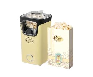 Bestron Macchina Popcorn, Turbo-Popcorn in meno di 2 minuti, Popcorn Machine con tecnologia ad aria calda, include 10 sacchetti per popcorn & misurino integrato, Collezione Sweet Dreams,Colore: Giallo