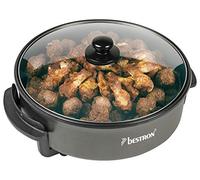 Bestron Padella Elettrica XL per Feste, Padella Grande Multifunzione Ø40 cm con Coperchio in Vetro, Rivestimento Antiaderente, 1500 Watt, AHP1800Z, Colore: Nero