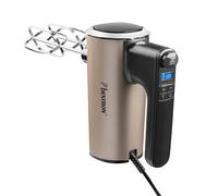 Bestron Power - Frullatore manuale a 6 livelli, funzione turbo e display LCD, con 2 fruste e 2 ganci per impastare, peso leggero di 1 kg, colore: Beige