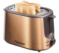 Bestron Tostapane con 2 feritoie, vassoio per le briciole e griglia per panini, 1.000 W, Acciaio inox effetto rame