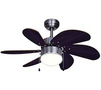 Bestron Ventilatore a soffitto con illuminazione, 3 livelli di velocità e ampia apertura alare di diametro 75 cm, con funzione estate/inverno, 50 W, DC30BC, colore: quercia/marrone