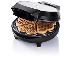 Bestron Waffle Maker, piastra per waffle a forma di cuore, macchina per waffle con antiaderente & indicatoro luminso, collezione Copper Collection, 700 Watt, colore: Argento