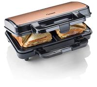 Bestron XL macchina per sandwich, tostapane con rivestimento antiaderente per 2 sandwich, controllo automatico della temperatura e indicatore di pronto, collezione Copper Collection, colore: Rame