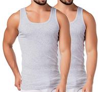 BestSale247 - Canottiera intima classica da uomo, a coste sottili, 100% cotone, confezione da 2 o 4 pezzi, colore: Bianco/Nero/Grigio melange grigio melange / 2 pezzi. Medium