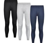 BestSale247 Long Johns, biancheria intima termica da uomo, in cotone, confezione da 3 pezzi, Confezione da 3 pezzi, nero, grigio, blu marino, L
