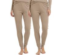 BestSale247 Mutande termiche lunghe da donna e ragazza, confezione da 2 pezzi, 2 x beige, M