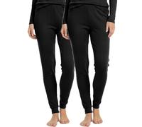 BestSale247 Mutande termiche lunghe da donna e ragazza, confezione da 2 pezzi, 2 x nero, XL