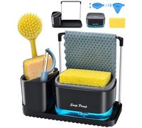 Bestseek Set di dispenser di sapone da cucina con vassoio e supporto per spugna, organizer per lavello con strofinaccio e portaspazzole, per riporre il piano di lavoro, pratici gadget da cucina