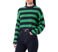 Bestseller A/S ONLMALAVI L/S Cropped Pullover Knt Noos, Pullover Donna, Navy Blazer/Stripes:Wide/Green Bee, XL