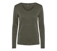 Bestseller A/S Pcbillo LS V-Neck Lurex Stripes Noos FC T-Shirt, Foglia D'uva/Strisce: Oro, XL Donna