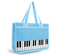 BestSounds - Borsa con cerniera impermeabile per libri musicali, borsa a tracolla con accessori per pianoforte per donne, regali per musicisti, Blu, L, Classico