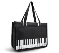 BestSounds - Borsa con cerniera impermeabile per libri musicali, borsa a tracolla per accessori per pianoforte per donne, regali per musicisti, Nero , 14.96 inches x 4.7 inches x 11 inches, moderno
