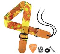 BestSounds Tracolla per ukulele Uke con estremità in pelle per ukulele soprano da concerto tenore e baritono (Van Gogh)