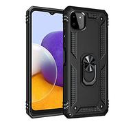 BestST Cover per Samsung Galaxy A22 5G (No 4G),+ Vetro Temperato, Custodia Antiurto Armor Cover a 360°Girevole Ring Hybrid Bumper TPU Case Grado Militare Protettiva Shell,Nero