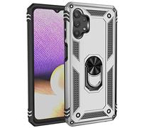 BestST Cover per Samsung Galaxy A32 4G,+ Vetro Temperato, Custodia per Samsung Galaxy A32 4G Cover a 360°Girevole Ring Hybrid Armor Bumper TPU Case per Samsung Galaxy A32 4G Protettiva Shell,Argento