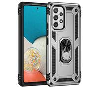 BestST Cover per Samsung Galaxy A53 5G(2022),+ Vetro Temperato, Custodia Antiurto Armor Cover a 360°Girevole Ring Hybrid Bumper TPU Case Grado Militare Protettiva Shell,Argento