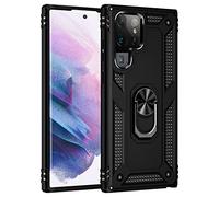 BestST Cover per Samsung Galaxy S22 Ultra,+ Vetro Temperato, Custodia Antiurto Armor Cover a 360°Girevole Ring Hybrid Bumper TPU Case Grado Militare Protettiva Shell,Nero