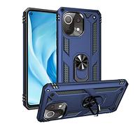 BestST Cover per Xiaomi Mi 11 Lite 5G/4G/11 Lite 5G NE,+ Vetro Temperato, Custodia Antiurto Armor Cover a 360°Girevole Ring Hybrid Bumper TPU Case Grado Militare Protettiva Shell,Nero