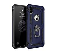 BestST Custodia Compatibile con iPhone X/XS Cover, Heavy Duty Cover Hybrid Armor Hard Back Custodia Cover, Holster Kickstand [Antiurto] Custodia Paraurti Rugged Adatta per iPhone X/XS,Blu