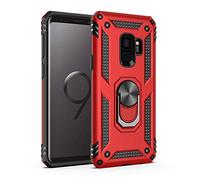 BestST Custodia Galaxy S9 Cover, 360° Girevole Regolabile Ring Armor Bumper TPU Case Magnetica Supporto Smartphone Silicone Custodie Heavy Duty Antiurto per Samsung Galaxy S9 Case, Rosso