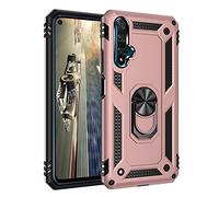 BestST Custodia per Huawei Honor 20/Nova 5T, Armatura Antiurto Copertura Cassa Heavy Duty Custodia 2 in 1 Hybrid Armor Hard Custodia Silicone Cover Case Supporto Stabile Protettiva Shell,RoseOro