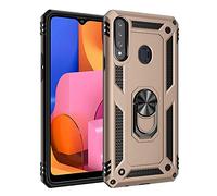 BestST Custodia per Samsung Galaxy A20S Heavy Duty Custodia 2 in 1 Hybrid Armor Hard Custodia Cover with Kickstand Anello [Antiurto] Corpo Ibrido Robusto 360 Gradi di Rotazione per Galaxy A20S, Oro