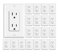 BESTTEN - Confezione da 20 prese decorative da 15 A/125 V, prese elettriche duplex, resistenti alle manomissioni, piastre decorative da parete incluse, di grado residenziale e commerciale