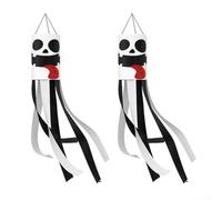 Besttoolifes 2 calze a vento da giardino di Halloween, decorazioni per feste in portico, bandiere da appendere per esterni, impermeabili, resistenti e di lunga durata, sacchetti per la direzione del