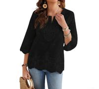 Besttoolifes Camicetta da donna in pizzo con scollo a V e maniche a tre | Moda Poliestere Tunica Per Le Donne Casuale Vacanza Top Primavera Estate Autunno Signore