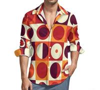 Besttoolifes Camicia a maniche lunghe da uomo con stampa 3D retrò anni '70, bavero alla moda abbottonatura per le vacanze da indossare tutti i giorni (4XL rosso)