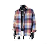 Besttoolifes Camicia casual da uomo a maniche lunghe con risvolto a quadri | Stile giapponese, morbido tessuto elasticizzato, ideale per le vacanze e l'uso quotidiano, camicetta da uomo con