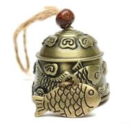 Besttoolifes Campanello a vento in lega di zinco con pesce drago, Feng Shui con design etnico Lijiang, simbolo di buon auspicio e tono profondo risonante, corda di canapa fatta a mano (carpa)