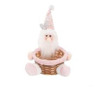 Besttoolifes Cesto di frutta natalizio, tessuto e vimini, riutilizzabile, decorazione per le vacanze, per interni ed esterni, stile rosa (Babbo Natale)