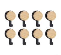 Besttoolifes Confezione da 8 ganci da parete in legno di pino e ABS, design auto-legante per appendere asciugamani, borse, cappelli, in bagno, cucina, soggiorno