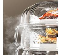 Besttoolifes Copertura isolante per alimenti, trasparente, antipolvere, in plastica, impilabile, con design pieghevole multistrato, per frutta e verdura (quattro strati)