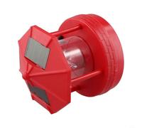 Besttoolifes Faro solare rotante da giardino, struttura in ABS resistente alle intemperie, illuminazione regolabile a 360°, per prato, cortile e strada (rosso)