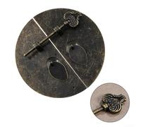 Besttoolifes Fibbia rotonda in ferro da 10 cm, stile cinese, antica, per mobili, con pannello in rame, per armadietti, porte, cassetti, chiusura sicura