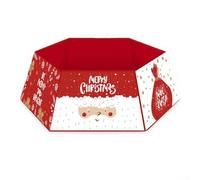 Besttoolifes Gonna per albero di Natale, base con anello in metallo, 60 x 80 x 25 cm, tessuto non tessuto con motivo Babbo Natale e fiocco di neve, per feste natalizie e come regalo (06)