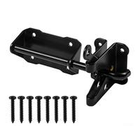 Besttoolifes Kit di chiavistello automatico per cancello con meccanismo autobloccante, in acciaio al carbonio nero, per esterni, giardino, piscina, recinzioni in legno e metallo