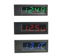 Besttoolifes Kit display digitale 3 in 1: termometro, voltmetro e orologio a LED, compatibile con CC 5-27 V, schermo rosso/verde/blu, monitor temperatura interna/esterna