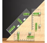 Besttoolifes Mini righello in acrilico con magnete per misurazione, bolla orizzontale e verticale a 45°, trasparente, per casa e officina (95 x 40 x 14 mm)