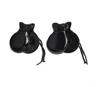 Besttoolifes Nacchere tradizionali spagnole, 2 paia di strumenti a percussione a mano, materiale in legno, accessori per danza flamenco, per adulti e principianti, per pratica delle prestazioni (nero)
